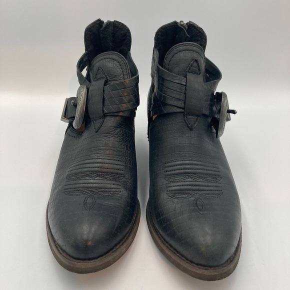 Ariat Dulce Black Leather Western Ankle Boots Buckle Detail Size 6.5 - Picture 4 of 15